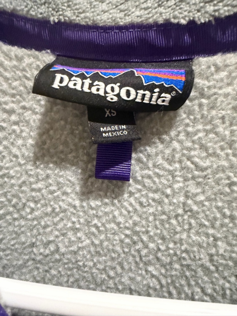 Patagonia Gray Fleece Pullover with Purple Trim - Picture 4 of 5